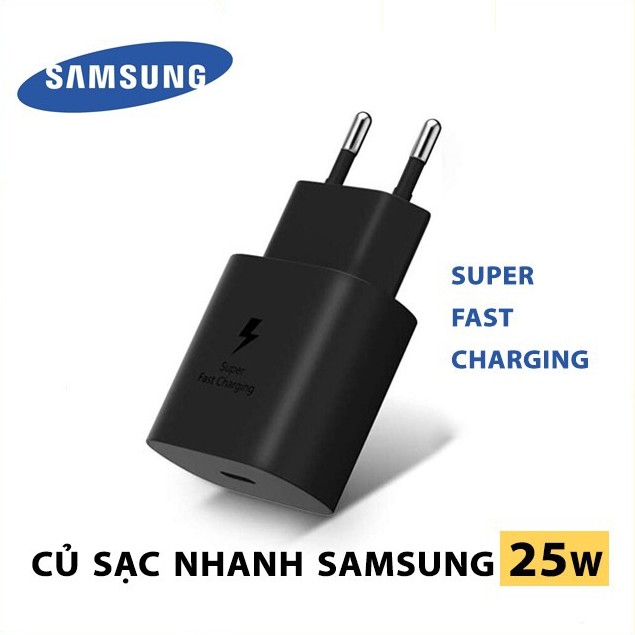 Củ Sạc Nhanh Samsung 25W, Củ Sạc Bóc Máy Samsung Note 10 Plus Cổng Type C Chuẩn PD, Super Fast Charging