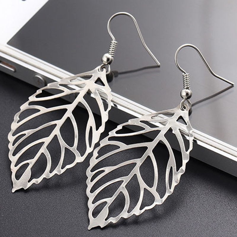 Bông Tai Dáng Dài Hình Chiếc Lá Phong Cách Âu Mỹ Thời Trang Cho Nữ