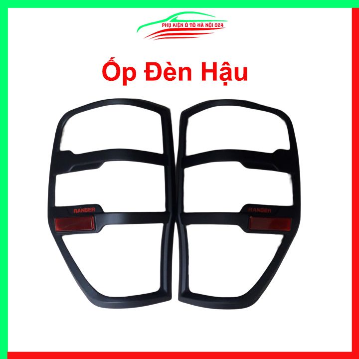 Ốp viền đèn pha hậu nhựa đen Ranger 2016-2020 trang trí bảo vệ xe