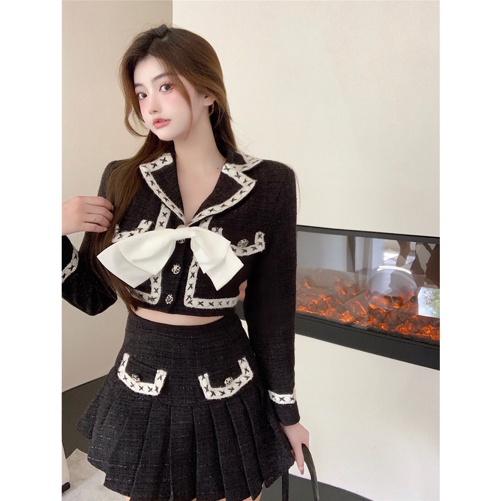Sét váy dạ Tweed tiểu thư sang chảnh siêu xinh
