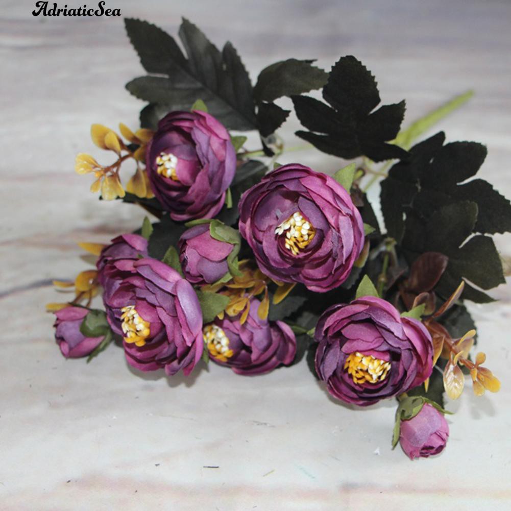Bó hoa hồng trà giả 6 nhánh dùng trang trí