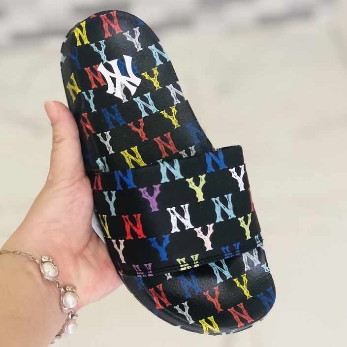 Dép unisex 𝐌𝐋𝐁 𝗡𝗬 𝐇𝐎𝐋𝐎𝐆𝐑𝐀𝐌❤️FREESHIP + Hộp❤️ dép mlb quai ngang thể thao mlb ny hologram nhiều màu