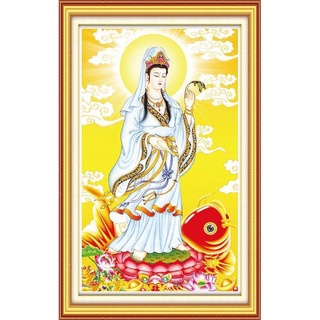 Tranh đính đá phật quan thế âm đứngvs181