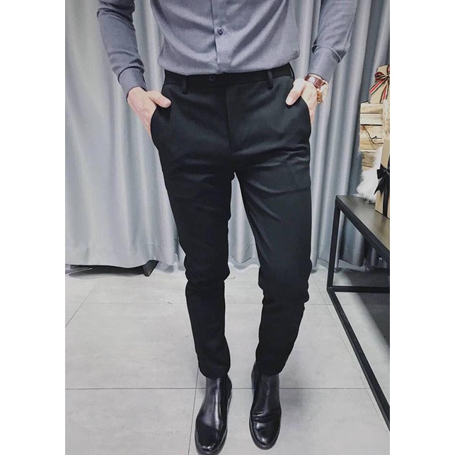 Quần Vải Nam Đen Hàn Quốc Phong Cách Công Sở Trẻ Trung