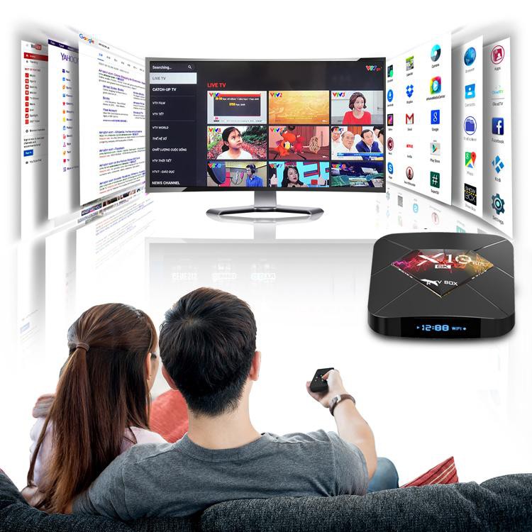 Tv box ram 4G ,tv box x10 bộ nhớ 32gb , xem phim 6k , chơi game , hỗ trợ tìm kiếm giọng nói , bảo hành 3 năm