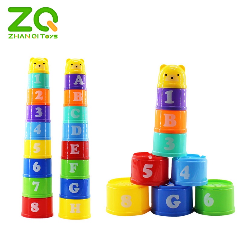 Bộ đồ chơi cốc xếp hình ZHAN QI TOYS thiết kế 9 trong 1 dạy học cho bé theo phương pháp