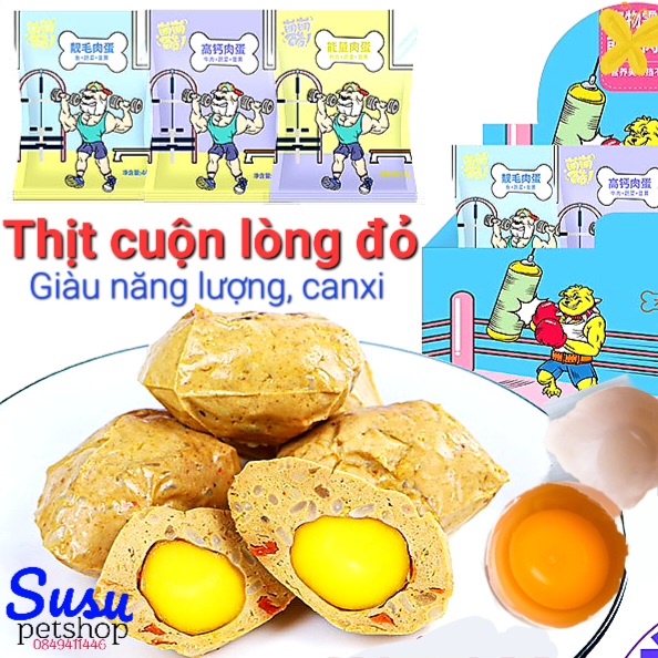 Bánh thưởng Thịt viên cuộn lòng đỏ giàu năng lượng, canxi chó chó (loại ướt)