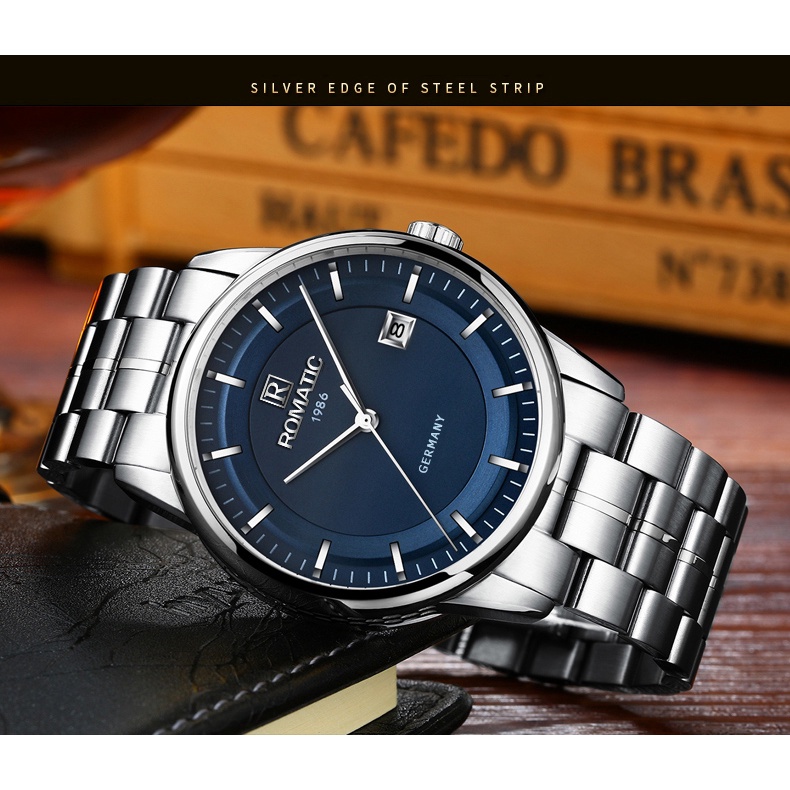 Đồng hồ Nam ROMATIC 1986 Máy GERMANY, Võ Thép Cao Cấp, Chuống Thấm Nước