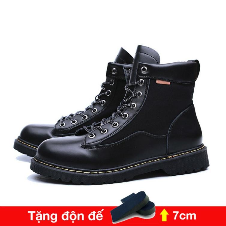 Giày boot nam cao cổ tăng 7cm chiều cao( Tặng 1 lót giày tăng chiều cao) Đế cao su mũi cao khỏe, phong cách Bụi Bặm 🚪