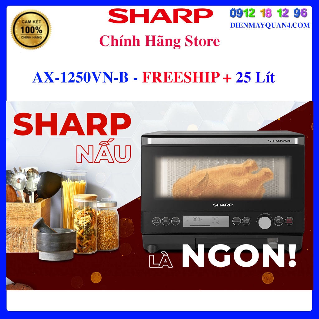 [SHARP AX-1250VN] - Lò vi sóng hơi nước Sharp AX-1250VN-B 25 Lít, Bảo hành chính hãng 12 tháng.