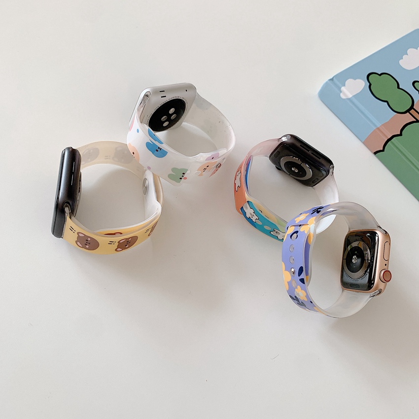 Dây Đeo Silicon Màu Cầu Vồng Cho Đồng Hồ Thông Minh Apple Watch Series 7 6 SE 5 4 3 2 1 iWatch 45mm 44mm 42mm 41mm 40mm 38mm