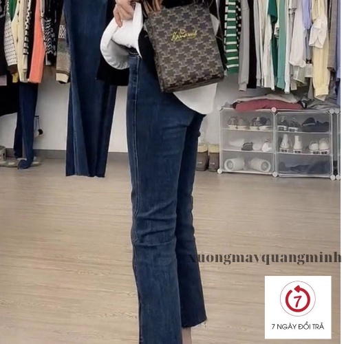 Quần jeans bò nữ ống đứng xẻ gấu nhạt co dãn 4 chiều hot hit 2022 | BigBuy360 - bigbuy360.vn
