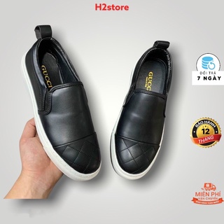 Giày slipon nam gc da lộn đế đúc cao su tăng chiều cao hàng Fullbox.