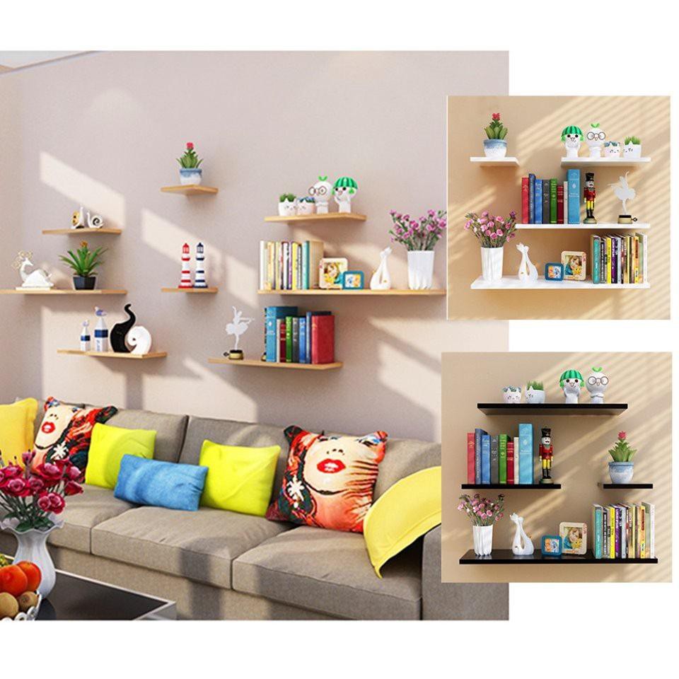 Combo 4 thanh kệ trang trí các size 20-40-60-80cm rộng 15cm,gỗ mdf lõi xanh phủ melamin 15mm Đính bằng ốc vít bắn tường