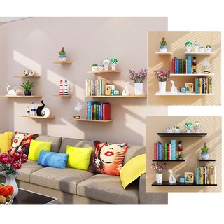 Kệ trang trí Treo Tường  gỗ lõi xanh chống ẩm bộ thanh ngang hai màu trắng đen (20cmx40cmx60cmx80cm)