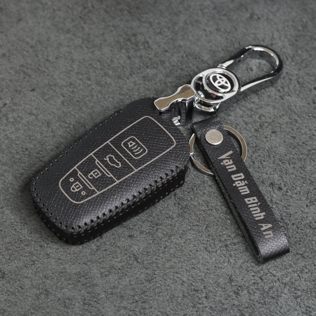 Bao da móc khoá bọc ốp chìa khóa xe ô tô Toyota Altis 2022, da bò, nhiều màu, khâu thủ công To28AT