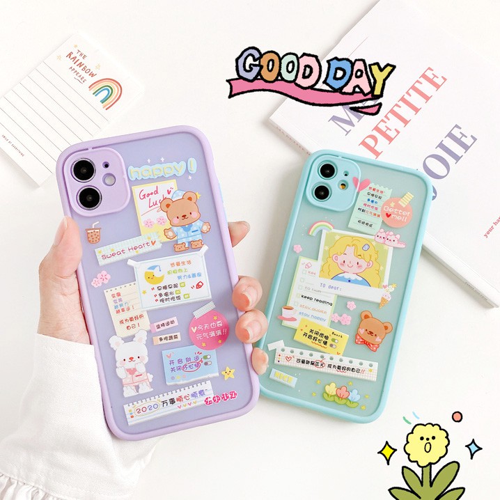 Ốp lưng iphone Sticker Happy nhám viền nổi cong 6/6plus/6s/6splus/7/7plus/8/8plus/x/xr/xs/11/12/13/pro/max/plus/promax