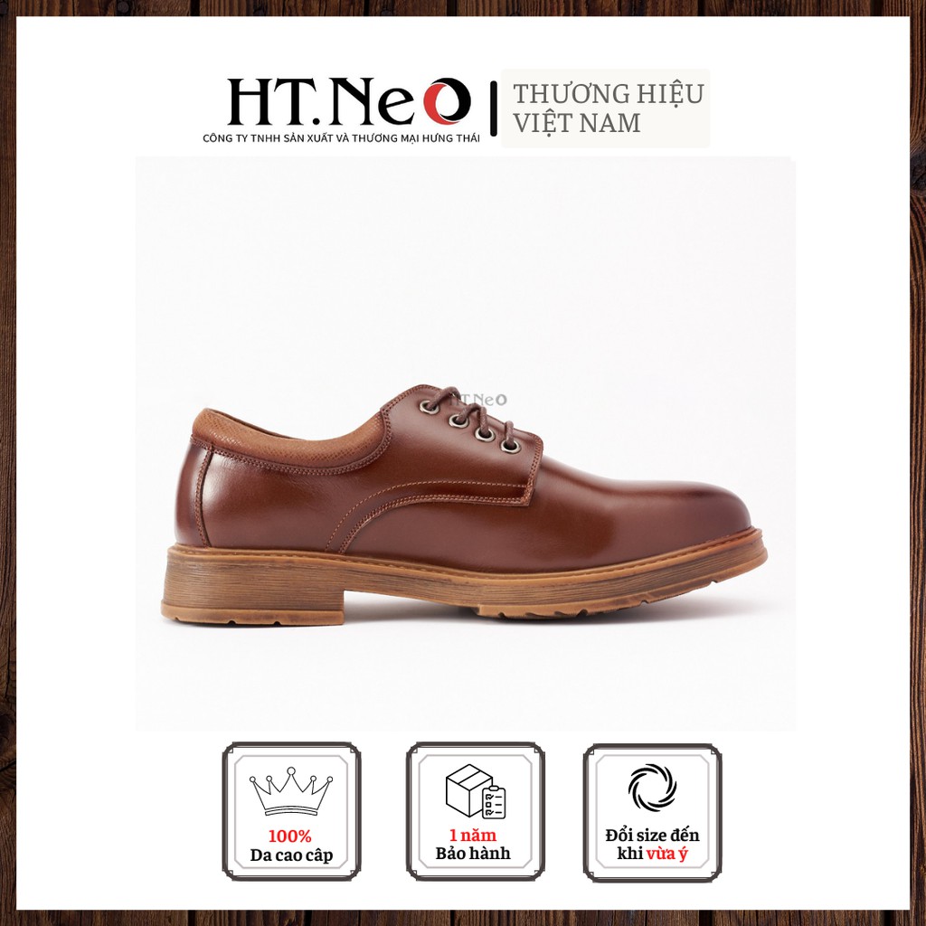 Giày đốc da bò HT.NEO da bò thật 100%, đế cao su đặc, thiết kế nam tính và màu đen mạnh mẽ bảo hành 12 tháng DN26