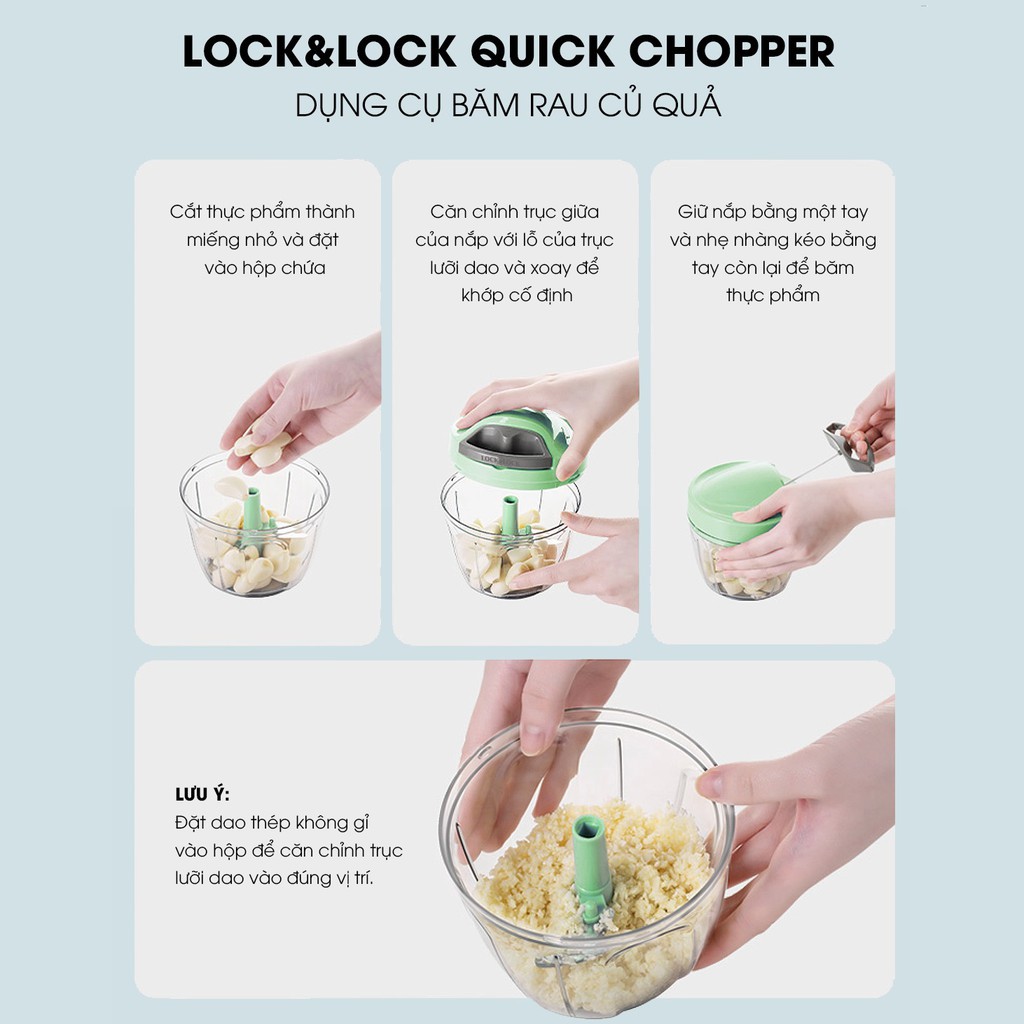 Dung cụ xay tỏi ớt LocknLock kéo tay, lưỡi dao sắc bén dễ dàng sử dụng CKS308 CKS309 CKS310 - K-MALL