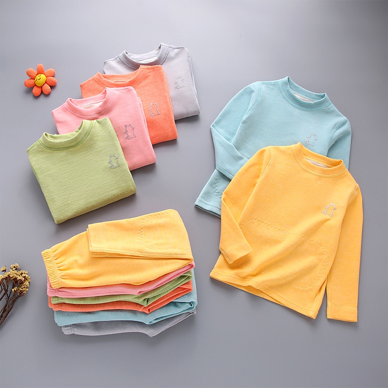 Bộ Đồ Lót Dài Tay 90-180CM Không Đường May Giữ Ấm Bụng Cho Bé Vào Mùa Thu Đông