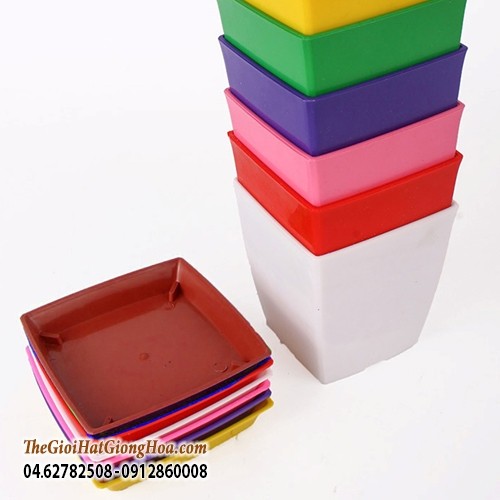 (có giá sỉ) Đĩa lót chậu vuông size 2, cỡ đĩa 14x14x3 cm, nhiều màu