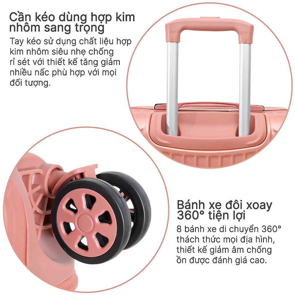 Vali kéo du lịch Bamozo, Vai size 20, size 24 nhám chống xước, khóa chống trộm