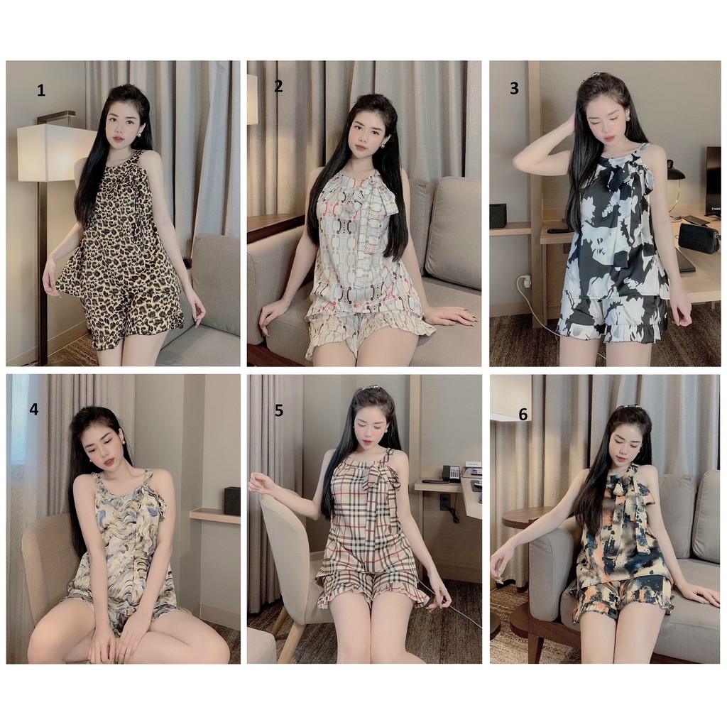 Đồ Bộ Lụa Latin - Cổ Yếm Quần Đùi (P1)