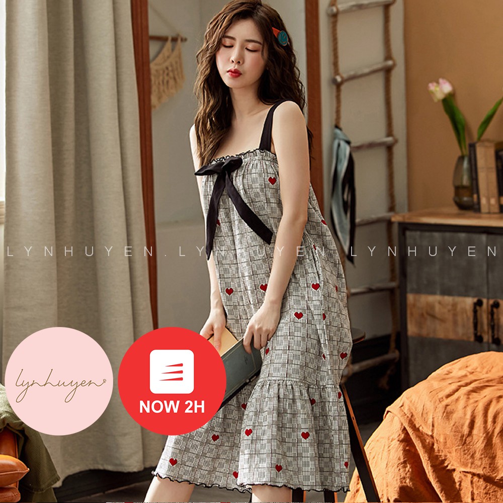 [Mã FAGREEN245 giảm 10% tối đa 30K đơn 99K] Váy Ngủ 2 Dây Cute Thắt Nơ Ngực - 6 Màu - VN003