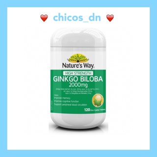 Viên bổ não Ginkgo Biloba Nature’s Way 2000mg 120 viên cam kết chuẩn Úc nội địa