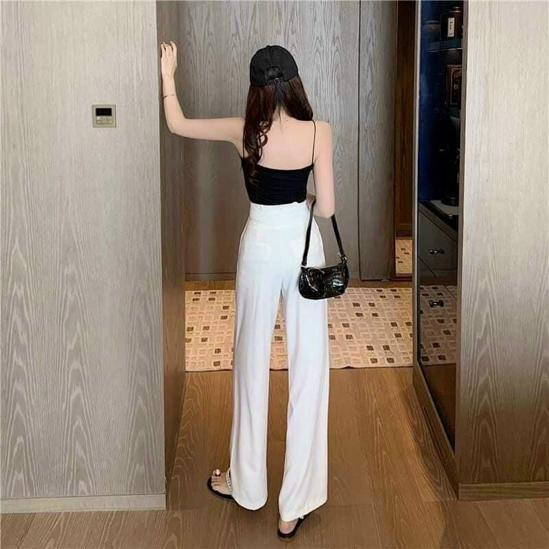 Quần culottes ống suông dài 2 phối khóa sườn cho nữ