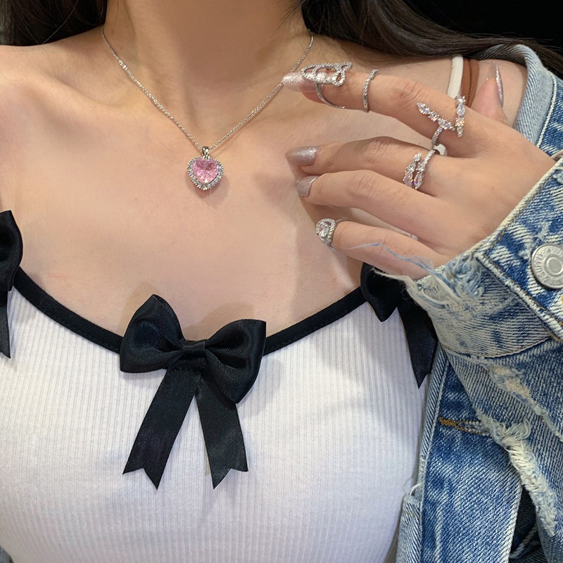 Dây chuyền hợp kim mặt hình trái tim đính đá thời trang dành cho nữ