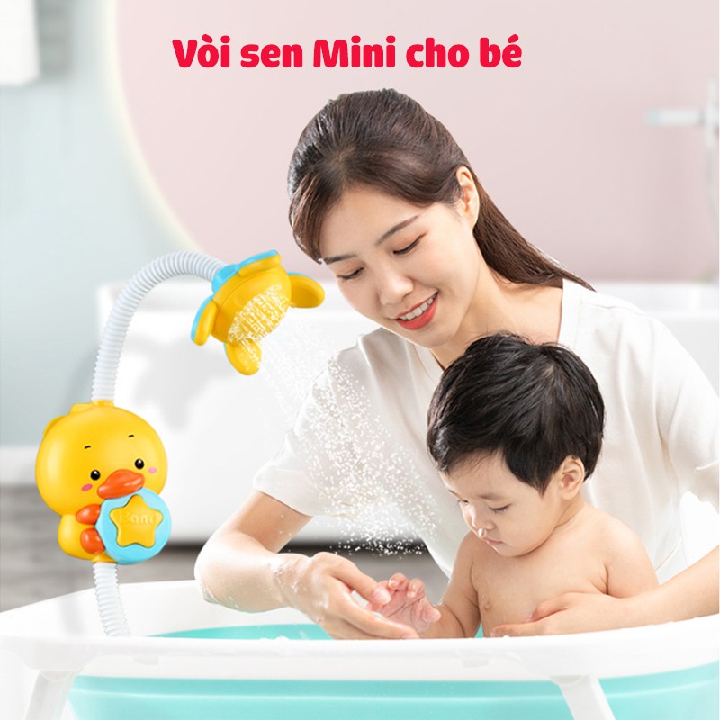 Đồ chơi nhà tắm cho bé, vòi sen mini tự hút nước, sét 3 vịt phun nước vui nhộn