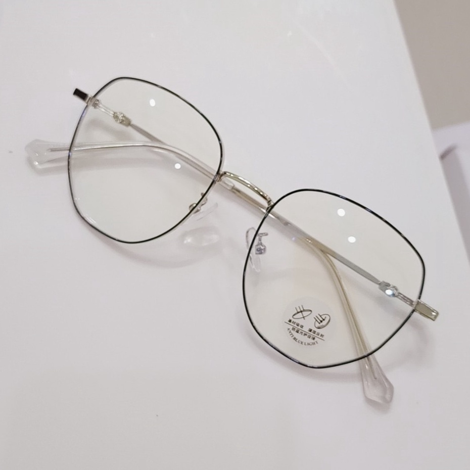 Gọng Kính Hợp Kim Đa Giác Thanh Mảnh,  Nhẹ Nhàng -Chống Tia UV-Chống Ánh Sáng Xanh- Mã 72573