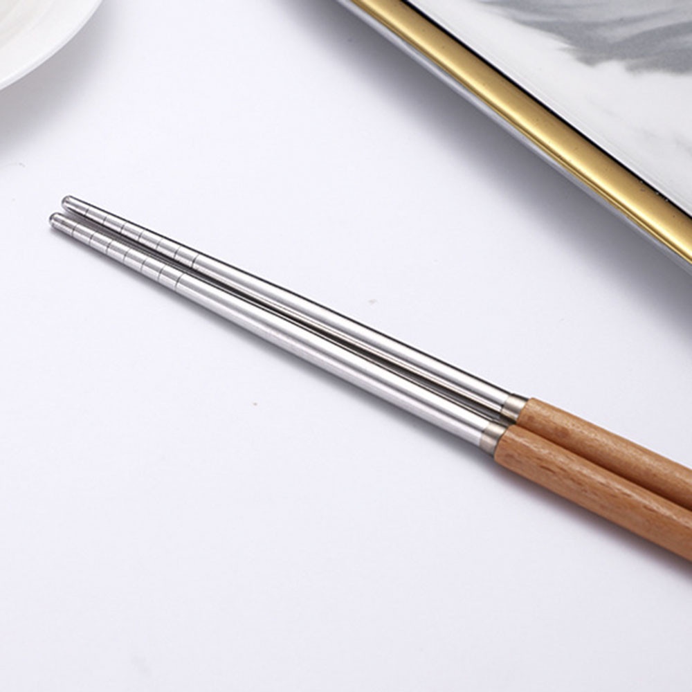 Bộ muỗng đũa nĩa tay cầm gỗ hình trụ đơn giản thích hợp làm quà tặng