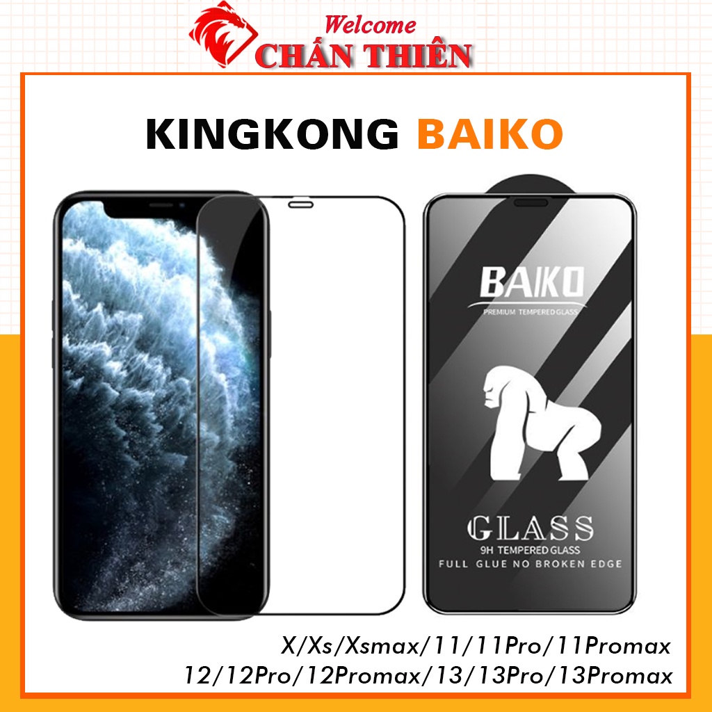 Kính Cường Lực IPhone KingKong Trơn Bóng 7Plus 8Plus X XS XR XsMax 13Promax 11ProMax 12ProMax Full Màn [WK 3D BÓNG]