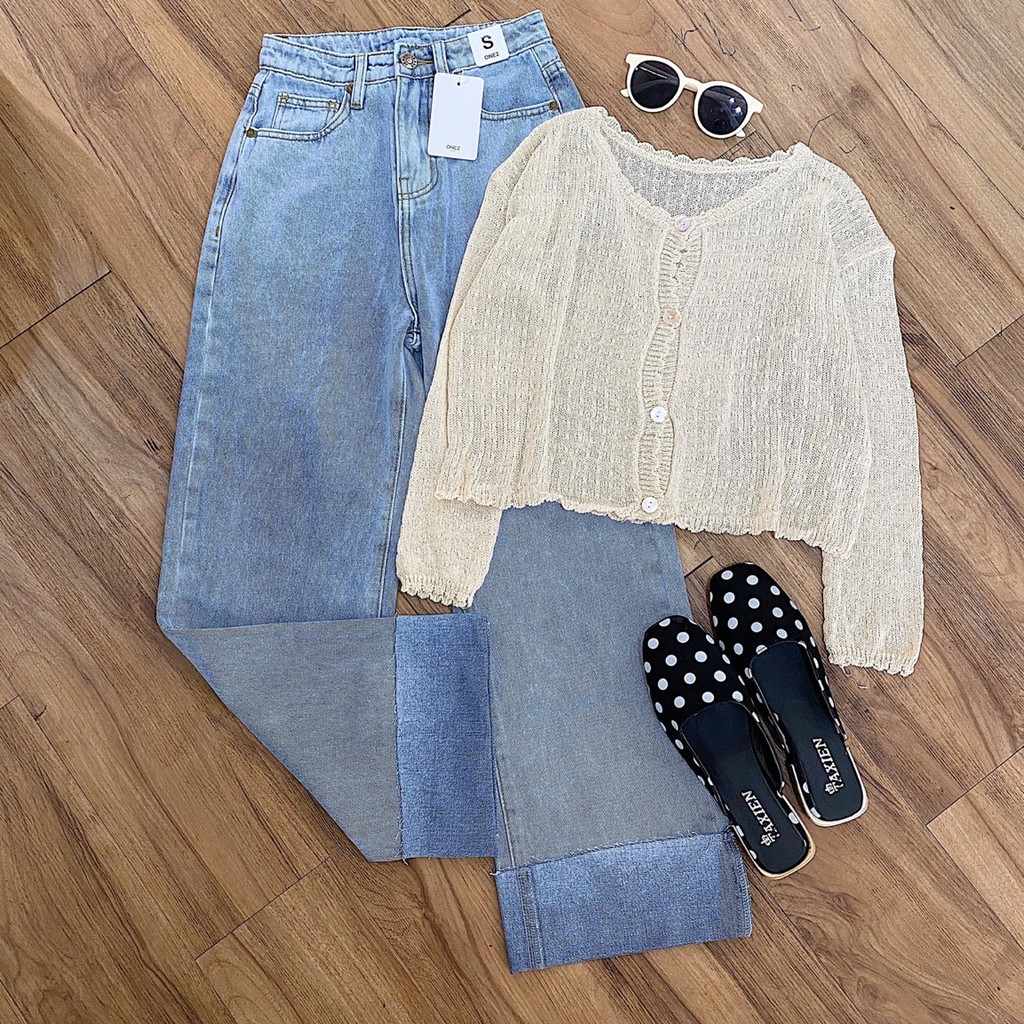 Quần jeans gập gấu - Quần ống rộng culottes ulzzang | BigBuy360 - bigbuy360.vn