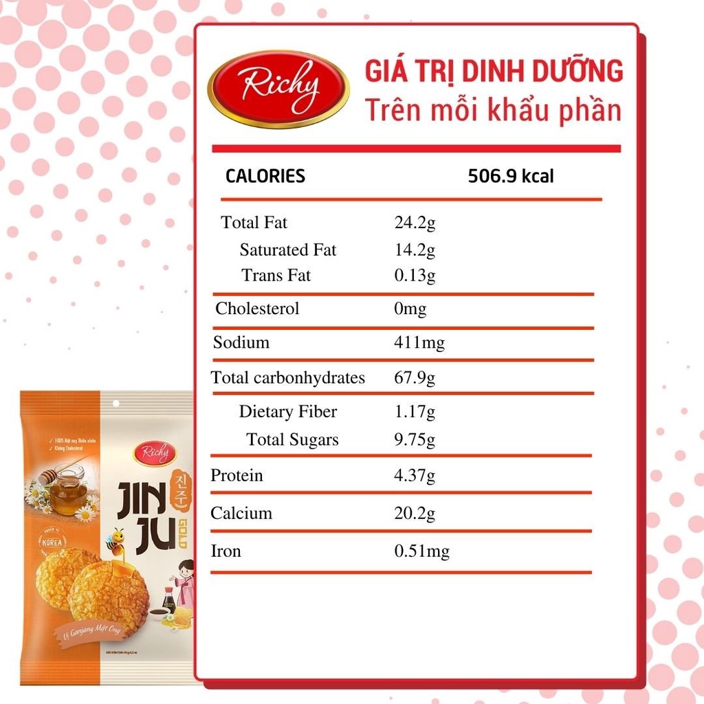 Bánh gạo Richy Jinju Gold hương vị Ganjang mật ong 120g