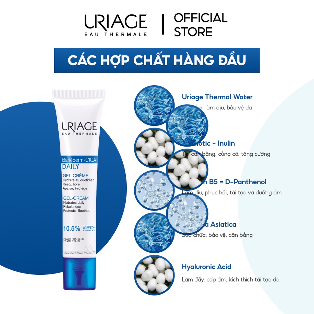 Kem làm dịu và phục hồi da tổn thương hằng ngày URIAGE BARIÉDERM-CICA DAILY GEL-CREAM 40ml