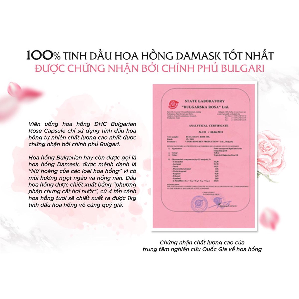 Viên Uống DHC Hoa Hồng Làm Thơm Cơ Thể 30 Ngày 60 Viên Bulgarian Rose Capsule 30-Day Supply