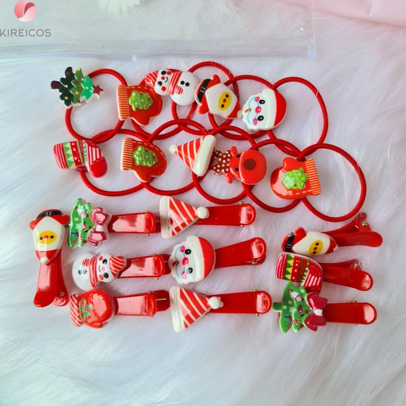 Set 20 Kẹp Tóc Cột Tóc Noel Siêu Cute Cho Bé Yêu