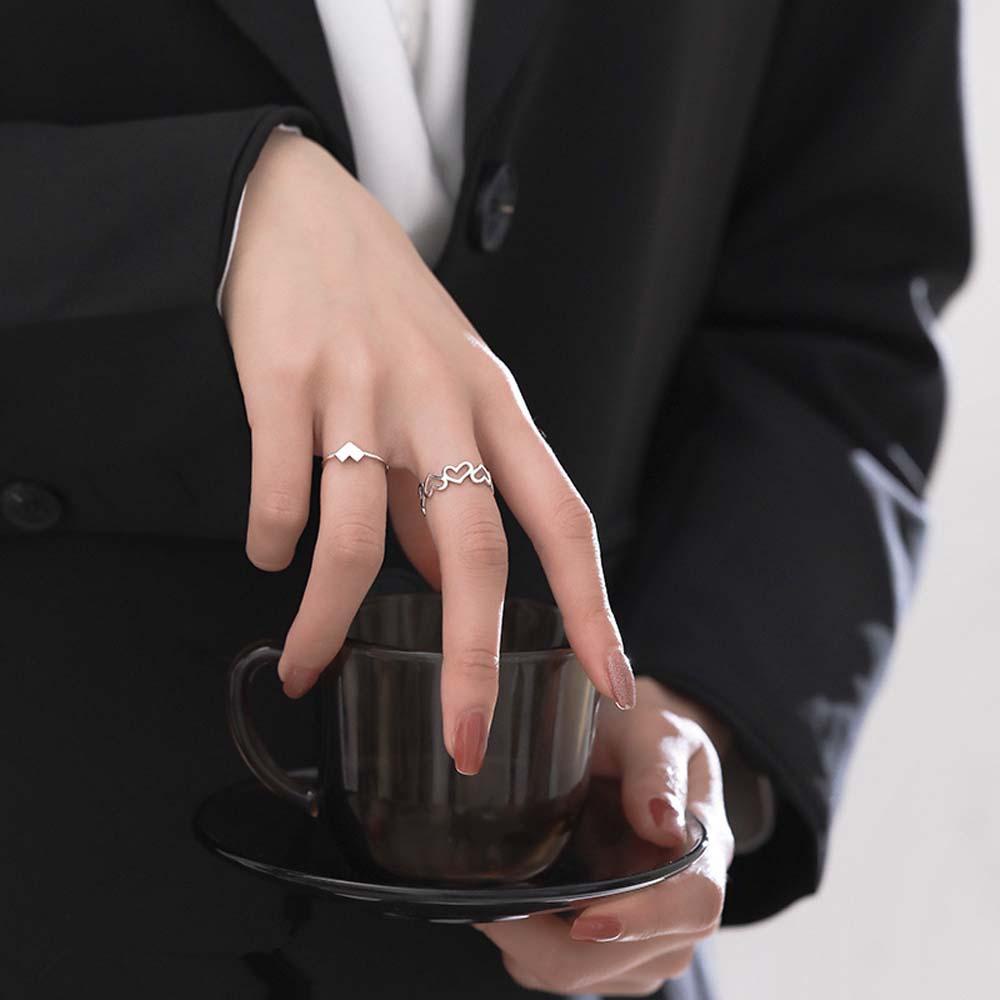 VANES1 Nhẫn Hình Trái Tim Phong Cách Retro Thời Trang Cho Nữ