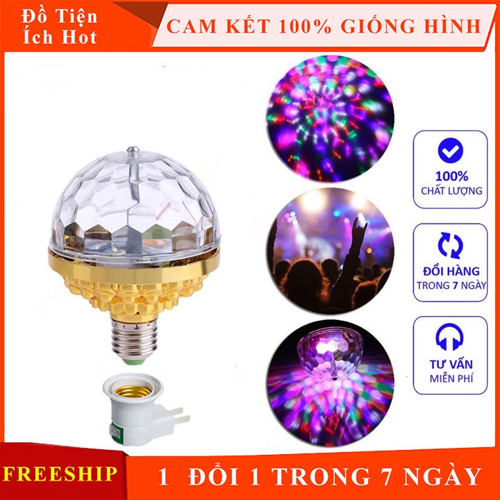 Đèn Chớp Led Đèn Sân Khấu Trang Trí 7 Màu Tự Động Xoay 360 độ