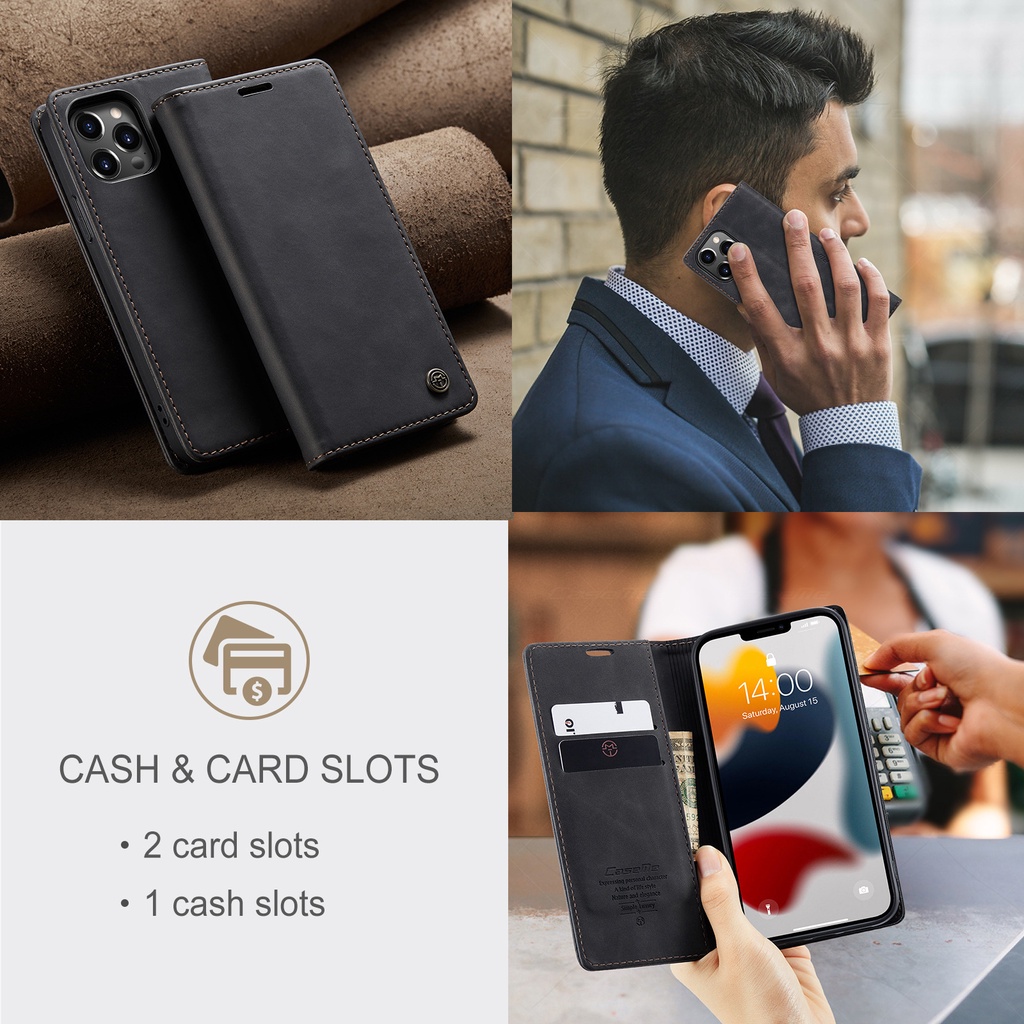 Bao da cho iPhone 12/13 , IP 11 Pro Caseme cao cấp, Case điện thoại chính hãng dạng ví