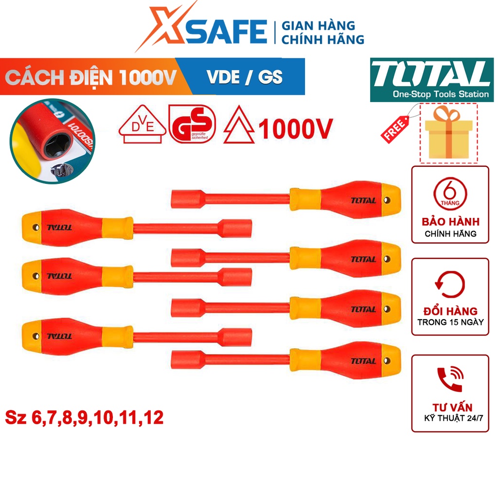 Bộ 7 tua vít cách điện TOTAL THKISD0701 cách điện 1000V chứng nhận VDE/GS, chất liệu hợp kim chống ăn mòn