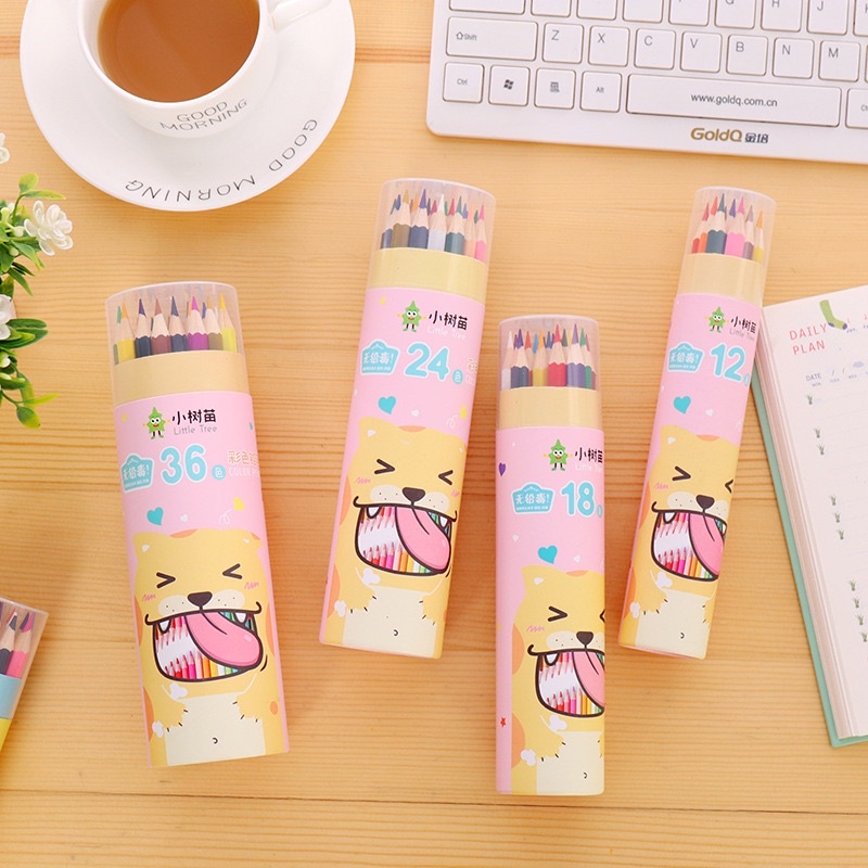 HỘP CHÌ MÀU SÁP 12 - 18 -24 - 36 CÂY - ỐNG TRÒN V1-3