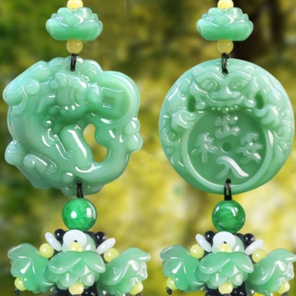 Dây Treo Chìa Khóa Bằng Đá Obsidian Tự Nhiên Chạm Khắc Thủ Công Tinh Xảo