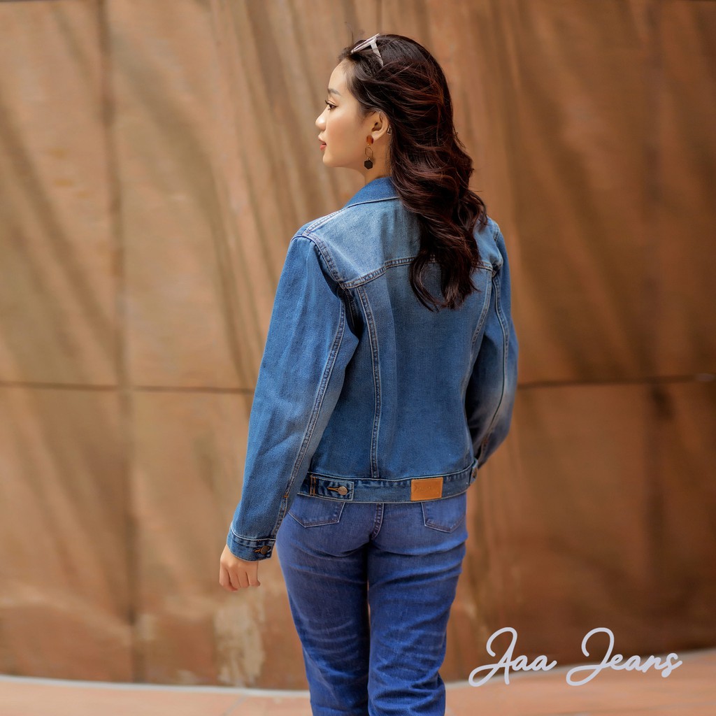 Áo Khoác Jean Nữ Cao Cấp Trơn Màu Xanh Aaa Jeans