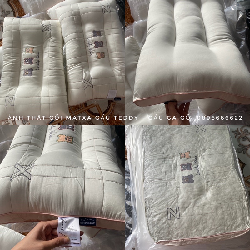 GỐI MATXA GẤU TEDDY hàng CAO CẤP , GỐI THÊU HÌNH GẤU SIÊU ĐÁNG YÊU CHO GIẤC NGỦ NGON CỦA BẠN