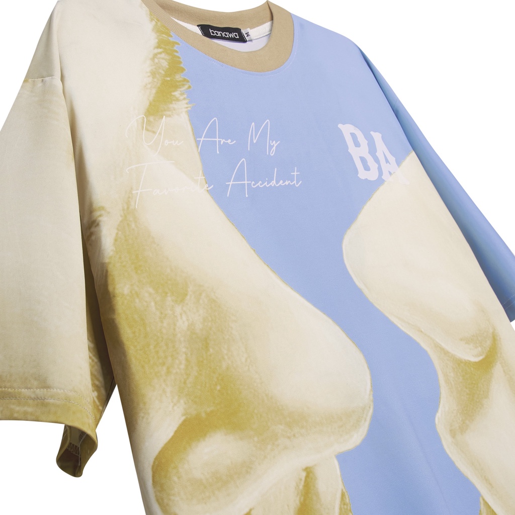 Áo thun nam nữ unisex banawa form rộng - Accident Tee - Màu Xanh Dương