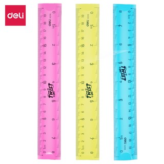 Thước kẻ nhựa dẻo EcoPVC 20cm Deli, 3 màu- E6208